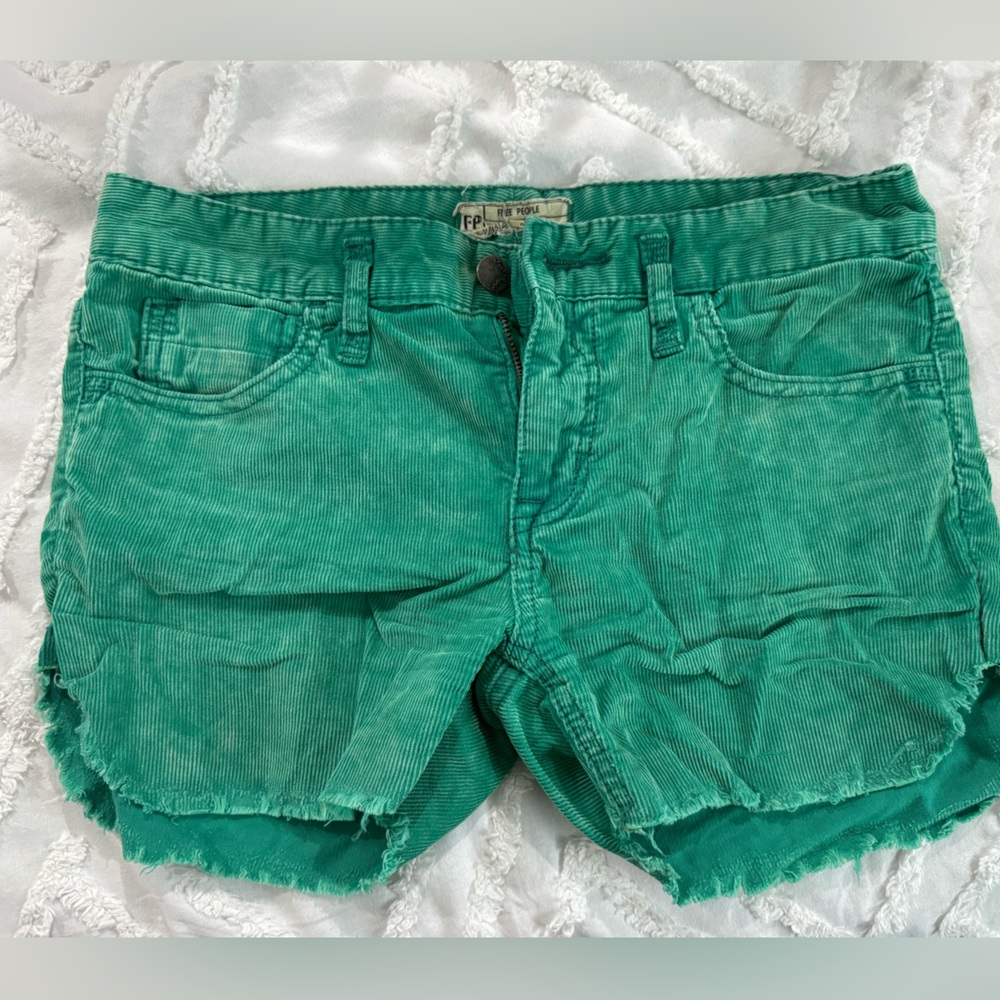 Free people green cord shorts size 27